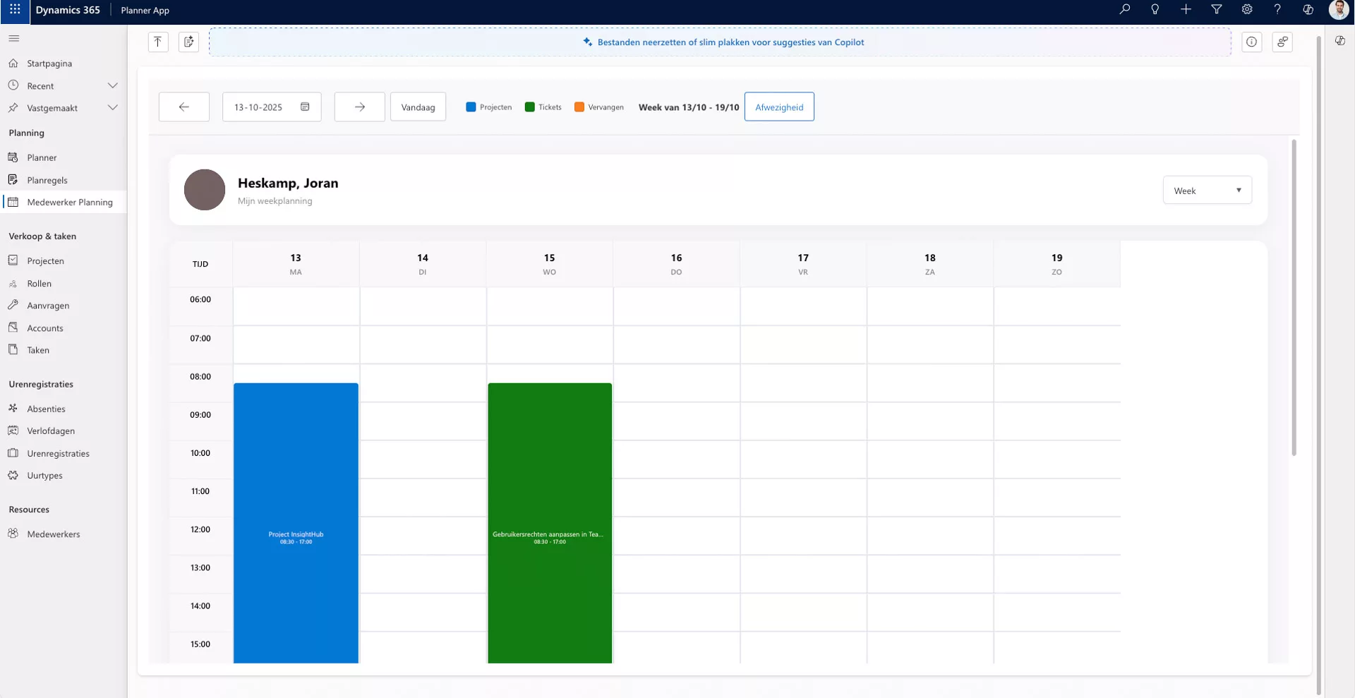 Realtime capaciteitsoverzicht van medewerkers in de Msquad planner